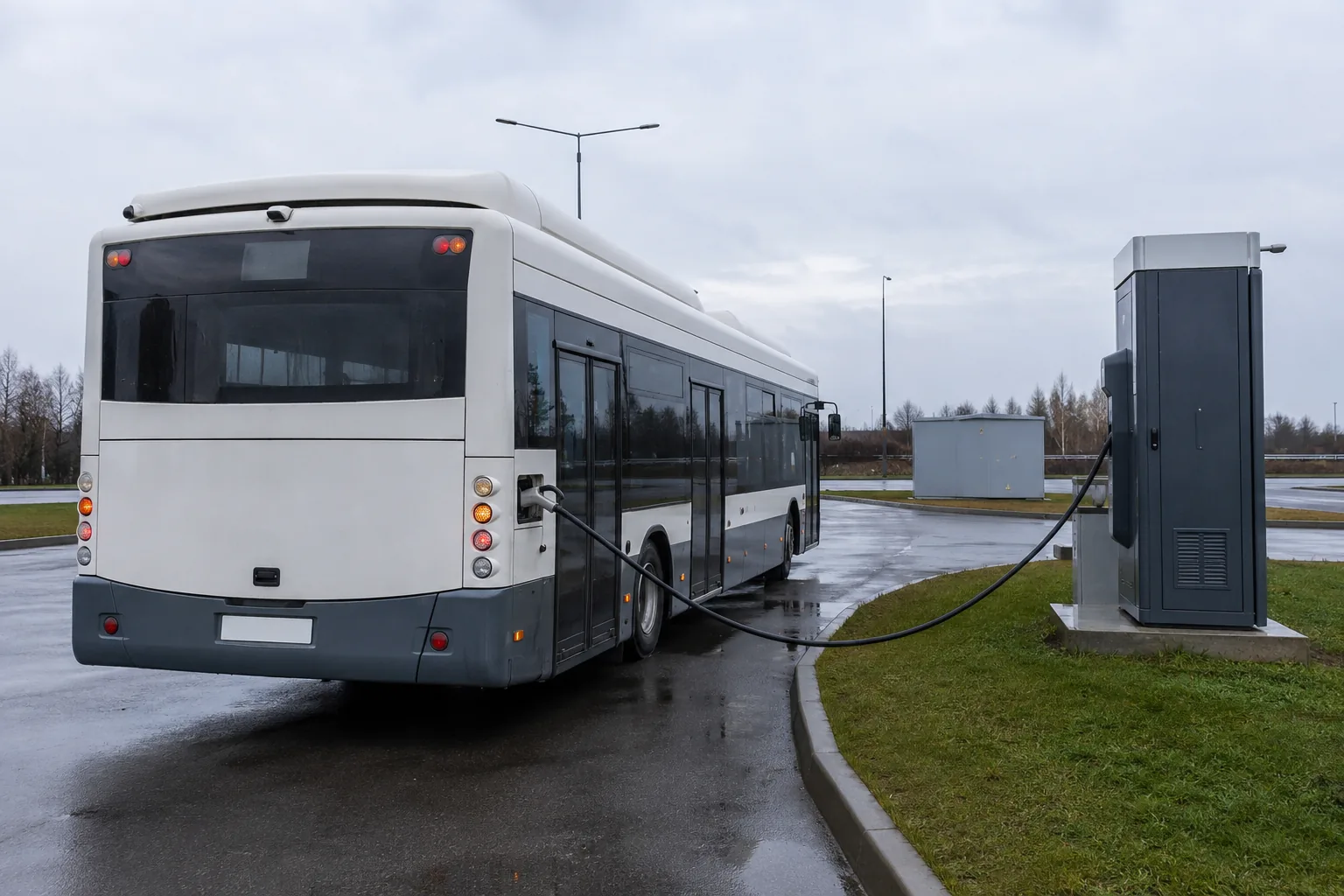 autobus elektryczny przy ładowarce